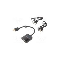 Перехідник HDMI M to VGA F + Micro USB F + 3.5mm F 0.15m black Vention (42161) Перехідник HDMI M to VGA F + Micro USB F + 3.5mm F 0.15m black Vention (42161)