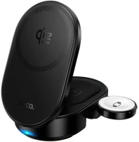Бездротова зарядна станція Hoco CQ23 Pole Qi2.2 3-in-1 Magnetic Wireless Fast Charger Black (6942007676960) Бездротова зарядна станція Hoco CQ23 Pole Qi2.2 3-in-1 Magnetic Wireless Fast Charger Black (6942007676960)