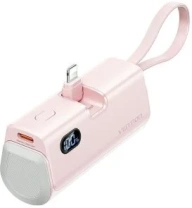 Батарея універсальна Vention 4800mAh 22.5W Built-in USB-C and Lightning Cables Pink (FHRP0)
