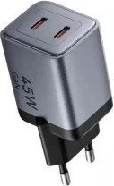 Зарядний пристрій Vention FCDH0 45W Black with Type-C/Type-C (TZ-FCDH0-EU)