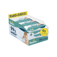 Дитячі вологі серветки Pampers 99 Water 60 шт х 9 пачок (540 шт) (8006530116459) Дитячі вологі серветки Pampers 99 Water 60 шт х 9 пачок (540 шт) (8006530116459)