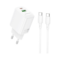 Зарядний пристрій BOROFONE BN27 Fuente QC3.0 PD 20W White with Type-C/Type-C  (6941991120282)