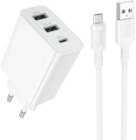Зарядний пристрій BOROFONE BA105A Stellar 15W White with AM/MicroUSB (6941991125294)