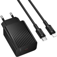 Зарядний пристрій BOROFONE BAS73A Source 20W Black with Type-C / Lightning (6941991122712)