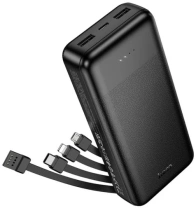 Батарея універсальна Hoco J163A 20000mAh 10W Black built-in cable (6942007664592)