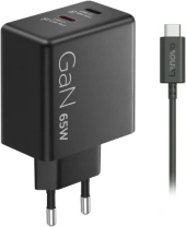 Зарядний пристрій Lenovo Dual USB-C 65W GaN Charger 65W Black with Type-C/Type-C (G0A6065BEU)