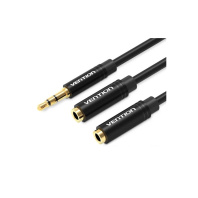 Кабель мультимедійний 3.5mm M to 2x3.5mm F 0.3m black Vention (BBWBY) Кабель мультимедійний 3.5mm M to 2x3.5mm F 0.3m black Vention (BBWBY)