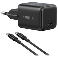 Зарядний пристрій Ugreen USB-C PD30W GaN + cable USB-C to USB-C black (65012) Зарядний пристрій Ugreen USB-C PD30W GaN + cable USB-C to USB-C black (65012)