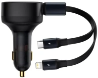 Зарядний пристрій Baseus Enjoyment Retractable 2in1 30W Black  (CGTX000001)