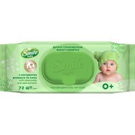 Дитячі вологі серветки Smile baby з екстрактом ромашки, алое і вітамінним комплексом з клапаном 72 шт (4823071653984)