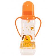Пляшечка для годування Baby Team з латексною соскою і ручками 250 мл 0+ (1311_собачка_оранжевая) Пляшечка для годування Baby Team з латексною соскою і ручками 250 мл 0+ (1311_собачка_оранжевая)