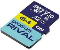 FLASH пам'ять GOODRAM RIVAL A2 Class V30 U3 UHS-I Micro SDXC 64GB + adapter (GGSM2AA-0640R12)