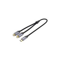 Кабель мультимедійний USB-C M to 2xRCA F 0.5m black Vention (BGVHD)