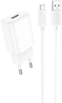 Зарядний пристрій Hoco C134A Solid 2.4A White with AM / MicroB (6942007621342)