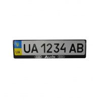 Рамка номерного знака CarLife з пластик об'ємними літерами AUDI (2шт) (24-001)
