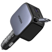 Зарядний пристрій Ugreen Car charger USB-C PD90W + cable USB-C to USB-C retractable (55909B) Зарядний пристрій Ugreen Car charger USB-C PD90W + cable USB-C to USB-C retractable (55909B)