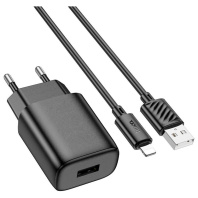 Зарядний пристрій Hoco C134A 2.4A Black with AM/Lightning  (6942007621311)