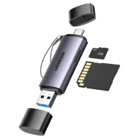 Зчитувач флеш-карт Ugreen USB-C + USB to TF/SD 3.0 CM185 gray (50706) Зчитувач флеш-карт Ugreen USB-C + USB to TF/SD 3.0 CM185 gray (50706)