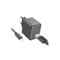 Зарядний пристрій Hoco CS11A Ocean 2.1A Black with AM / Lightning (6942007603560)