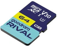 FLASH пам'ять GOODRAM RIVAL M3AA Class V30 U3 UHS-I Micro SDXC 64GB + adapter (GGSM3AA-0640R12)
