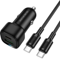 Автомобільний зарядний пристрій BOROFONE BZ34B Cloud QC3.0 PD 38W Black with Type-C/Type-C (6941991122415)