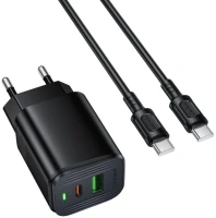 Зарядний пристрій BOROFONE BAS83A Star QC3.0 PD 20W Black with Type-C/Type-C (6941991126802)