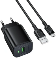 Зарядний пристрій BOROFONE BAS82A Star 18W Black with AM / MicroUSB (6941991126727) Зарядний пристрій BOROFONE BAS82A Star 18W Black with AM / MicroUSB (6941991126727)