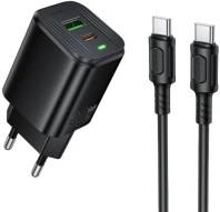 Зарядний пристрій BOROFONE BAS85A Star QC PD 30W Black with Type-C/Type-C (6941991126857) Зарядний пристрій BOROFONE BAS85A Star QC PD 30W Black with Type-C/Type-C (6941991126857)