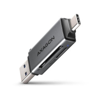 Зчитувач флеш-карт AXAGON USB-C + USB-A to SD/microSD 5Gbps gray (CRE-DAC)