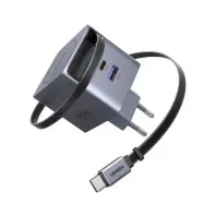 Зарядний пристрій Ugreen USB-C PD45W GaN + cable USB-C to USB-C retractable (65822) Зарядний пристрій Ugreen USB-C PD45W GaN + cable USB-C to USB-C retractable (65822)