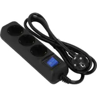 Мережевий фільтр 2E U03ESM1.5BK 3/1.5m Black  (2E-U03ESM1.5BK)