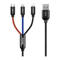 Дата кабель USB 2.0 AM to Lightning + Micro 5P + USB-C 1.2m 5A black Baseus (CAMLT-BSY01) Дата кабель USB 2.0 AM to Lightning + Micro 5P + USB-C 1.2m 5A black Baseus (CAMLT-BSY01)