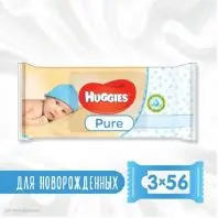 Дитячі вологі серветки Huggies Ultra Comfort Pure 56 х 3 шт (5029053550091) Дитячі вологі серветки Huggies Ultra Comfort Pure 56 х 3 шт (5029053550091)