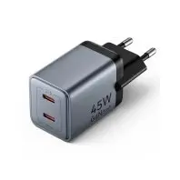 Зарядний пристрій Vention 2xUSB-C PD45W GaN gray (FCDH0-EU) Зарядний пристрій Vention 2xUSB-C PD45W GaN gray (FCDH0-EU)