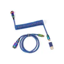 Змінний кабель  Keychron Premium Coiled Aviator Cable Straight Type-A / Type-C Rainbow Palted Blue  (CAB6_KEYCHRON)
