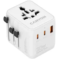 Зарядний пристрій Canyon OnTour 20 2xUCB-C + USB-A EU/UK/US/AUS 20W White (CNS-TA20W1005W) Зарядний пристрій Canyon OnTour 20 2xUCB-C + USB-A EU/UK/US/AUS 20W White (CNS-TA20W1005W)