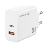 Зарядний пристрій Grand-X 1xUSB-C + 1xUSB 65W PD3.0 QC4.0 AFC SCP FCP white (CH-960W)