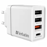 Зарядний пристрій Verbatim USB 30W PD3.0 4-ports white (49701) Зарядний пристрій Verbatim USB 30W PD3.0 4-ports white (49701)