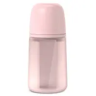 Пляшечка для годування Suavinex Colour Essence, 240 мл, силіконова, 240 мл, фізіологічна соска повільний потік, , світло-рожева (308654)
