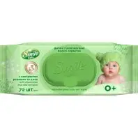 Дитячі вологі серветки Smile baby з екстрактом ромашки, алое і вітамінним комплексом з клапаном 72 шт (4823071653984)