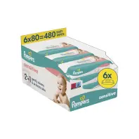 Дитячі вологі серветки Pampers Sensitive 6 пачок х 80 шт (480 шт) (8006540174531) Дитячі вологі серветки Pampers Sensitive 6 пачок х 80 шт (480 шт) (8006540174531)