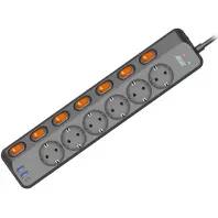 Мережевий фільтр 2E SP6M3SWBK 6/3m USB Black (2E-SP6M3SWBK)