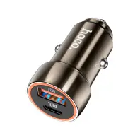 Автомобільний зарядний пристрій Hoco Z46A Blue Whale 20W Metal Gray  (6931474770332)