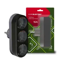 Мережевий розгалужувач EUROELECTRIC X3 16А Black з заземленням (EE-3-16A(black))