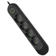 Мережевий фільтр живлення Voltronic F04U, 4роз EU, 3*USB Black (F04U-Black)