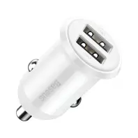Зарядний пристрій Baseus Grain Pro Car Charger 4.8A White  (CCALLP-02)