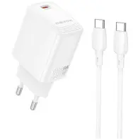 Зарядний пристрій BOROFONE BN26 Fuente 20W White with Type-C/Type-C  (6941991120251)
