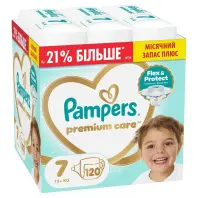 Підгузки Pampers Premium Care Розмір 7 (15+ кг) 120 шт (8006530223638) Підгузки Pampers Premium Care Розмір 7 (15+ кг) 120 шт (8006530223638)